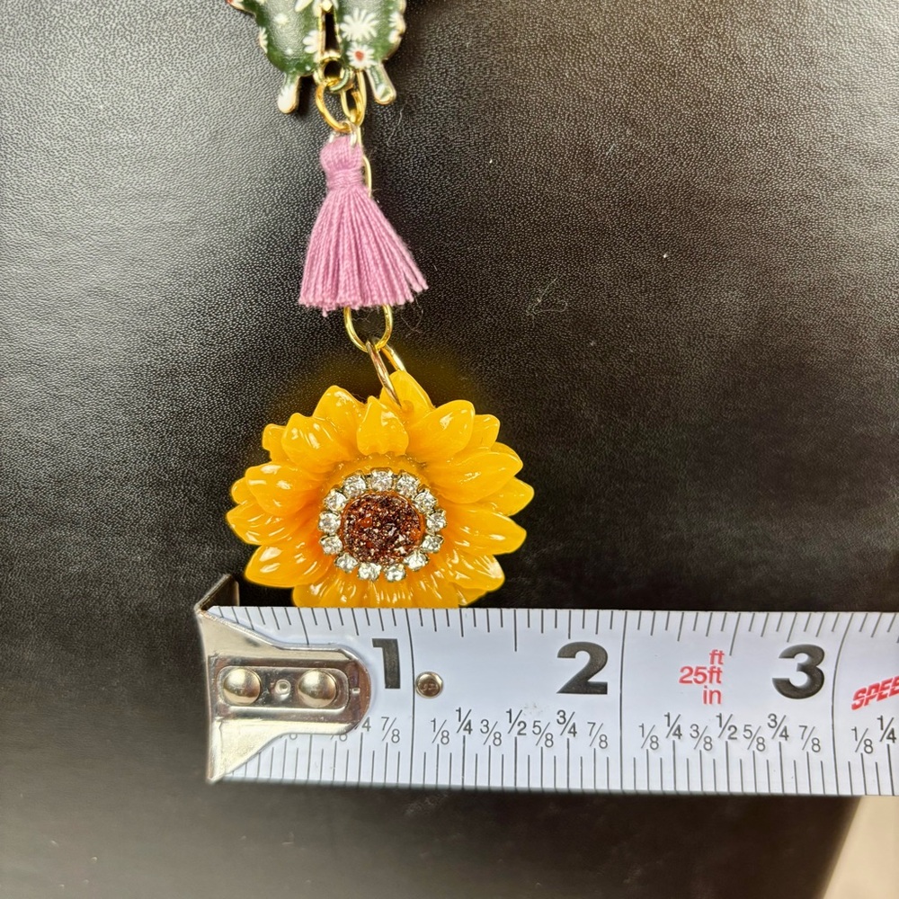 Sunflower‎ & Butterfly Bag Charm Keychain Hand Crafted - Picture 6 of 9